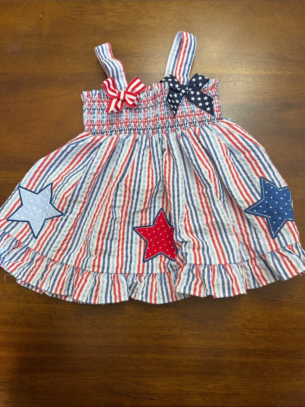 Good Lad Red White and Blue Star Appliqué Striped Sundress